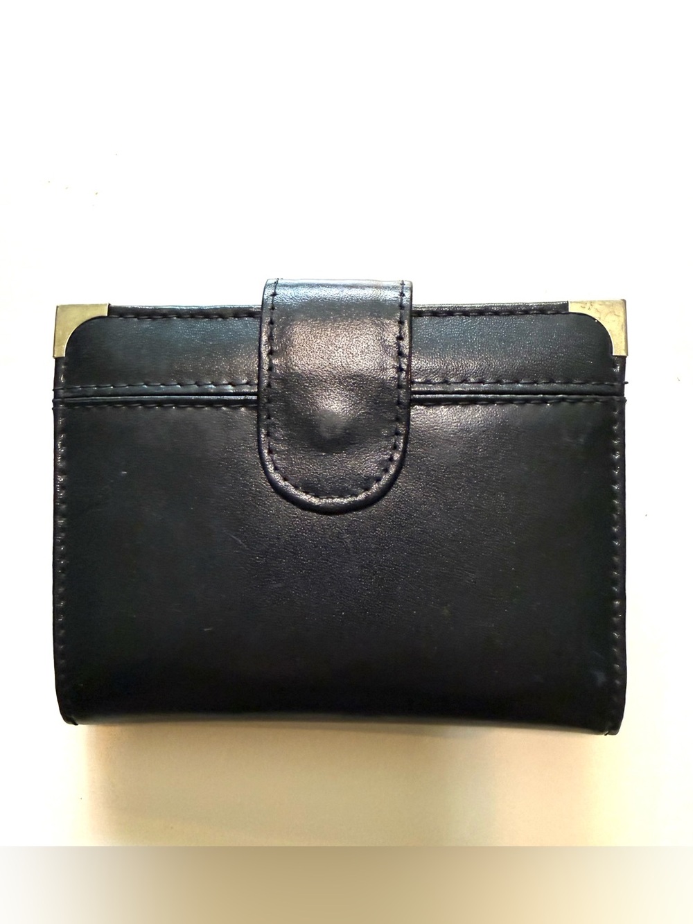 Black Leather Bifold Wallet W/Unique Kiss Lock,Credit Card Sleeves & Coin Pouch